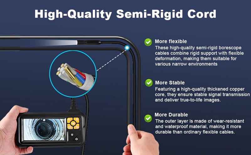 POLEDY Endoscope Camera with Light, 1080P HD Borescope, 8 Adjustable LED Light mit 4.3" IPS Screen Inspection, IP67 Waterproof 16.4ft Snake Camera, Semi-Rigid Cable Inspection - Image 4